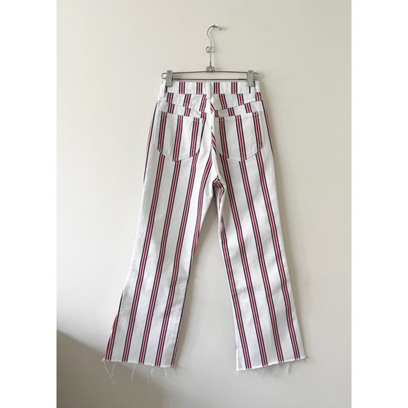 Reformation White Red Striped Crop Jeans 24 - Picture 7 of 9